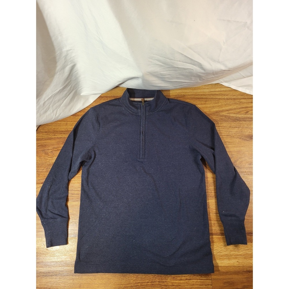 The Normal Brand Sweater Men's Medium 1/4 Zip Mock Neck Cotton Blend Navy Soft